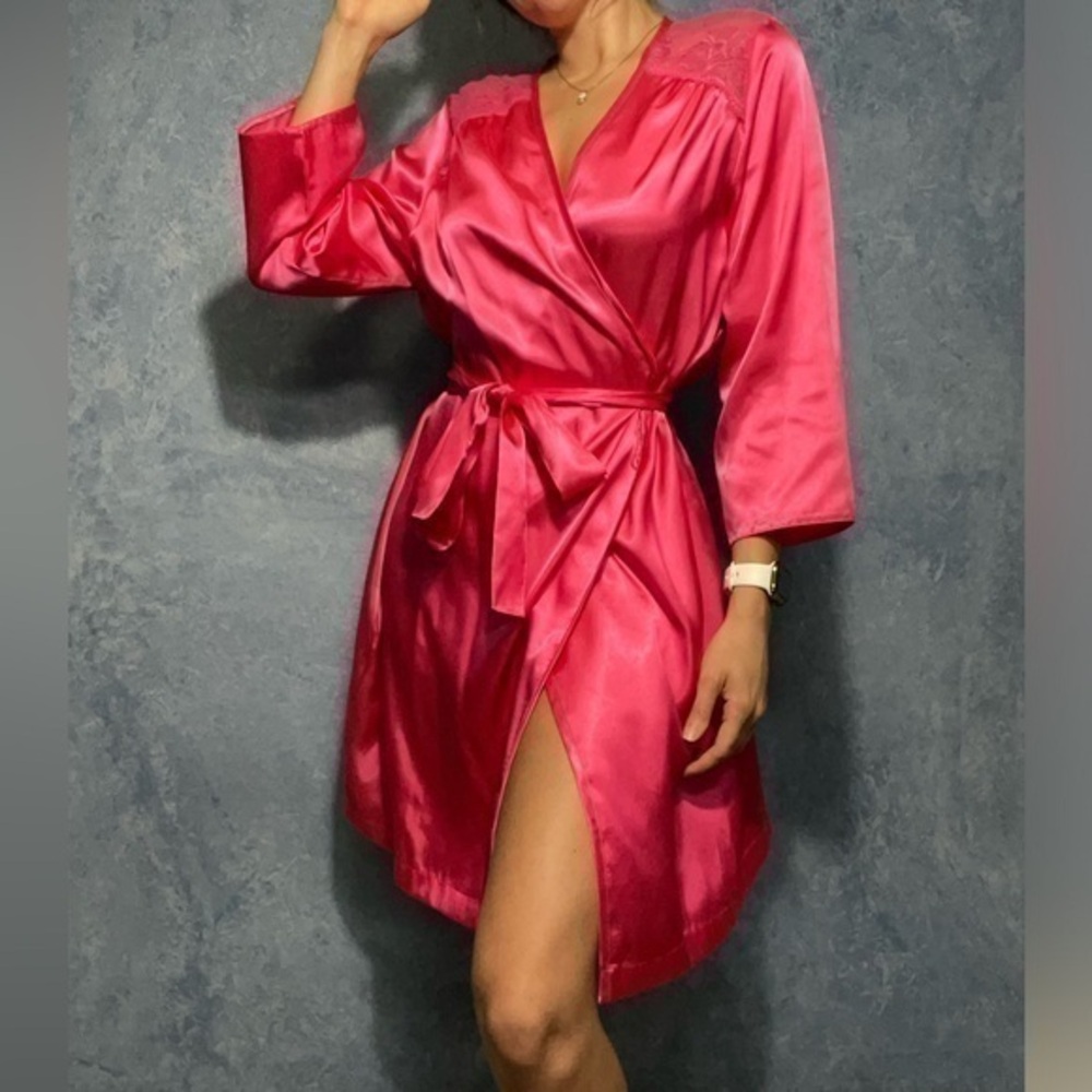 Morgan Taylor Satin Pink Belted Robe